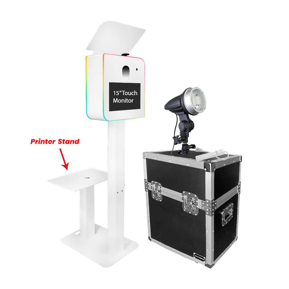 Leaf LED Photo Booth Shell Starter Package With 15" Touch Monitor, Internal Flash, Power Strip, Printer Stand And Road Case